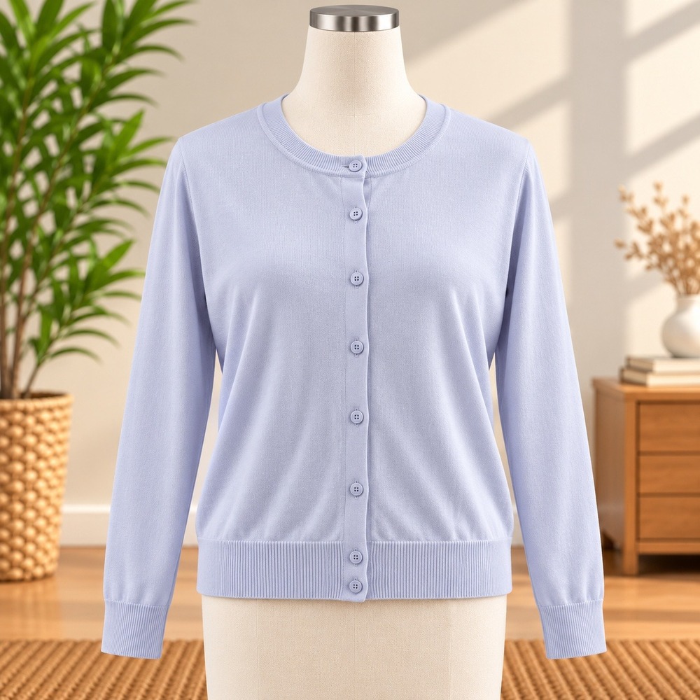 Faded Glory Cardigan Sweater Girls Large 12-14 Light Blue Knit Button Front